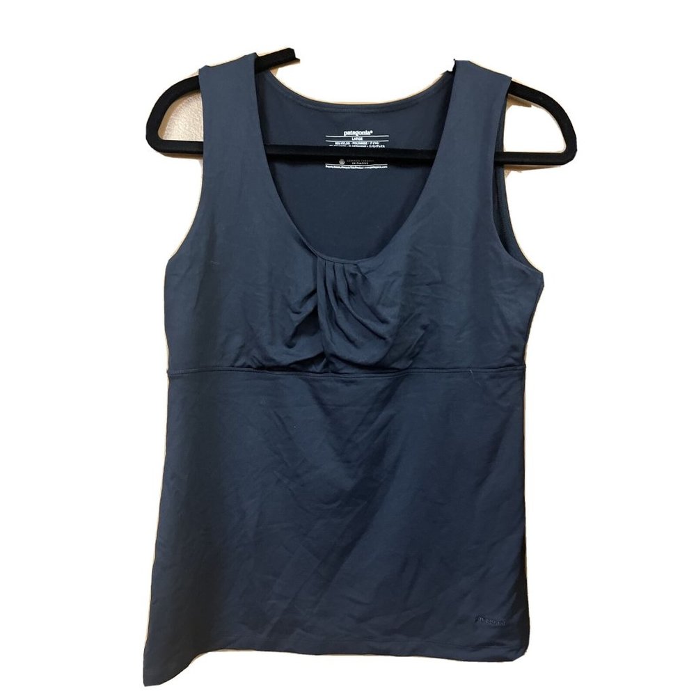 Patagonia Women L Top Blue Summer Beach Sleeveless Tank Shirt